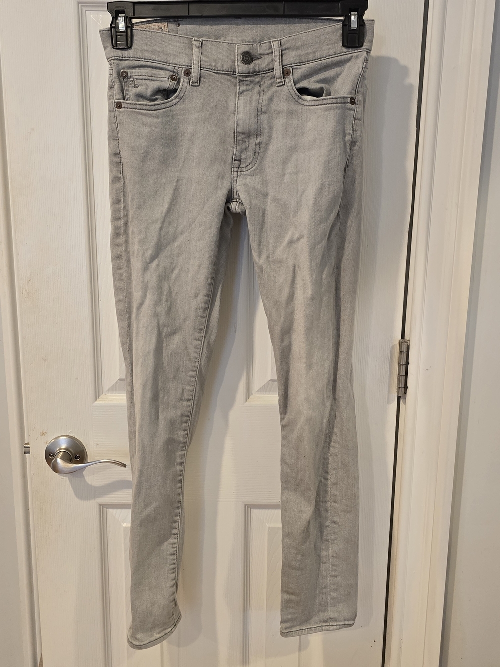 Polo Ralph Lauren Womens Tompkins Skinny Jeans Gray Stretch Denim Size 28 Flaw